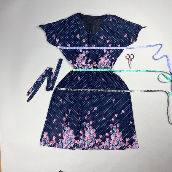 Vintage Floral Navy Midi Dress - Picture 6 of 7